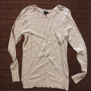 Express Women's Lightweight Crewneck Sweater - Cream/Light Peach